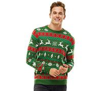 U LOOK UGLY TODAY Pull de Noël Laid pour Les Hommes, Festif pour Une Fête de Noël,Feeling The Fair Isle-green,M