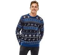 U LOOK UGLY TODAY Pull de Noël Laid pour Les Hommes, Festif pour Une Fête de Noël,Feeling The Fair Isle-blue,S