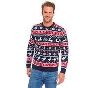 U LOOK UGLY TODAY Pull de Noël Laid pour Les Hommes, Festif pour Une Fête de Noël,Feeling The Fair Isle-red,3XL