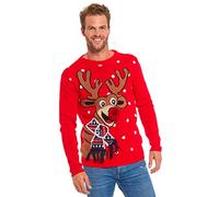 U LOOK UGLY TODAY Pull de Noël Laid pour Les Hommes, Festif pour Une Fête de Noël,Red Nose Romp-red,XL