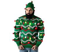 U Look Ugly Today Pull de Noël tricoté à LED - Motif Rudolphe, Père Noël, renne, flocons de neige, sapin de Noël (unisexe), M