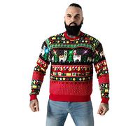 U LOOK UGLY TODAY Pull de Noël Unisexe LED - Tricot Drôle Avec Lampe LED - Motifs Pour Fête, A Little Llama Goes A Long Way., M