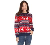 U LOOK UGLY TODAY Pull de Noël unisexe pour femme, motif jacquard et renne, Renne sur répétition, L