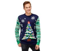 U LOOK UGLY TODAY Sweater Multicolore Petit, Festive Christmas Tree, S Mens