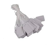 U-M Lot de 100 étiquettes prix vierges avec corde, pour bijoux, numéro vêtements, à suspendre une utilisation en magasin, blanc qualité supérieure et créatif, 2.3 x 1.25cm