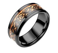 U-M PULABO Bague de mariage pour homme Motif dragon noir Bijoux pour homme Bague en acier titane Durable et pratique Utile