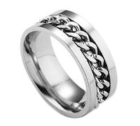 U-M PULABO Bague rotative en acier inoxydable titane pour homme, anniversaire, fiançailles, fête des pères, Saint-Valentin, etc., argent, 13 x 10 x 2 cm