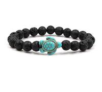 U-M PULABO Bracelet classique en perles de tortue de mer en pierre naturelle élastique pour homme et femme Style 4 Noir 20 cm