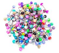 U-M Pulabo Lot de 20 piercings colorés pour langue pour femme Couleur aléatoire Qualité supérieure