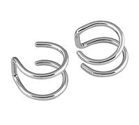 U-M PULABO - Manchette d'oreille en acier titane de type U - Sans perçage - Boucle d'oreille à clipser - Unisexe - Argent - 8 x 1,2 mm