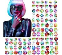 U-MOJOK Lot de 50 bagues lumineuses phosphorescentes en gelée clignotantes pour Mardi Gras, raves, fournitures de fête de carnaval, cadeaux - 8 styles