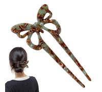 U Pins for Hair Bun with 2-Prong Design, Vintage Acetate U-Shaped Fork, Elegant Bun Hair Sticks and Updo Clips, French Twist Pin for Women with Thicker