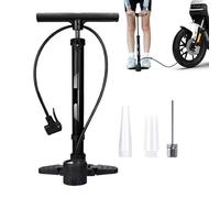 U Pompe de plancher pour vélo avec manomètre - Gonfleur à air haut de 230 psi corps en aluminium valve à bec double pneu portable pour vélo moto équipement sportif