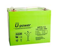 U-Power Batterie au Plomb Rechargeable AGM scellée 12 V 75 Ah Utilisation générale comme alarmes, UPS/SAI, sécurité, Jouets, etc. Borne à vis métrique M6