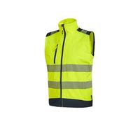 U-Power DANY, Gilet, Veste sans manches, en Tissu Softshell, Zip intégral, Résistant à l'eau, Tenue de travail confortable, avec Poche pour téléphone portable, avec Zip (YELLOW FLUO 4XL)