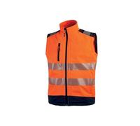U-Power DANY, Gilet, Veste sans manches, en Tissu Softshell, Zip intégral, Résistant à l'eau, Tenue de travail confortable, avec Poche pour téléphone portable, avec Zip ORANGE FLUO_L)( )