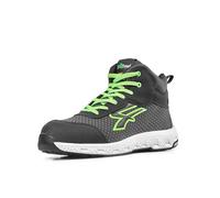 U POWER Don't Worry... BE Happy! Chaussures de sécurité de Travail, Homme, Noir/Vert Fluo, 42 EU