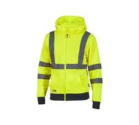 U-POWER | Felpa da lavoro MELODY, Full-Zip con Strisce Riflettenti, Colletto Alto, Cappuccio Rimovibile e Regolabile, due tasche sul fondo, 100% Poliestere