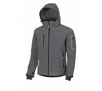 U-Power Metropolis, Veste polaire Coque souple pour homme, vêtements d'hiver décontractés, avec capuche, tissu extensible, imperméable, coupe-vent, manteau rembourré à fermeture éclair (Grey Meteorite M)