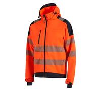U-Power MIKY, Veste Softshell, Multi Poches, Tissu Stretch, Coupe Vent, Déperlant, Survêtement, Poignets Élastiqués, Bandes Réfléchissantes ORANGE FLUO_XL)( )