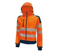 U-Power MIKY, Veste Softshell, Multi Poches, Tissu Stretch, Coupe Vent, Déperlant, Survêtement, Poignets Élastiqués, Bandes Réfléchissantes ORANGE FLUO_L)( )