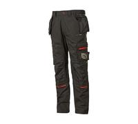 U-Power RACE, Pantalon de travail pour homme, pantalon cargo à taille élastique, avec poches genouillères, multi-poches, tissu confortable, vêtement extérieur résistant et durable (Black Carbon 48)