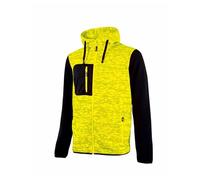 U-Power Sweat-shirt zippé Rainbow – grandes poches, molleton doux, capuche réglable – Jaune fluo 4XL