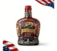 U.S. 250th Anniversary Commemorative Whiskey Bottle, America 250th Anniversary “We The People” Heritage Whiskey Glass, Declaration Of Independence Printed Liquor Bourbon Wine Glasses Patriotic Gift