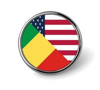 U.s. And Congo Flag Round Lapel Pins Decorative Metal Brooches Funny Button Badge for Clothing Bag Hat Gifts