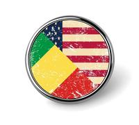 U.S. And Congo Retro Flag Round Lapel Pins Decorative Metal Brooches Funny Button Badge for Clothing Bag Hat Gifts