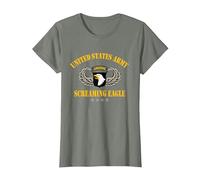 U.S Army 101st Airborne Screaming Eagle Veterans Day T-Shirt, Femme, Vert Kaki chiné, M