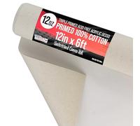 U.S. Art Supply Rouleau de toile longue non étirée de 12 pouces de large x 2 yards (6 pieds) - 100% coton, 12 onces Triple Primed Gesso, sans acide - Qualité pro artiste, peinture à l'huile et