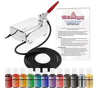 U.S. Cake Supply - Kit complet de décoration de gâteaux aérographe avec une sélection complète de 12 couleurs vives pour aérographe - Décorez gâteaux, cupcakes, cookies et desserts