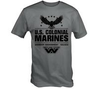 U.S Colonial Marines Warship Sulaco Movie Alien Aliens Sci FI Retro Tshirt Fashion T-Shirt Men Cotton Tees Streetwear Dark Grey M