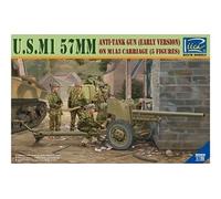 U.s.m1 57mm Anti-tank Gun Early Version On M1a3 Carriage W/crews (5 Figu- 1:35e - Riich Models