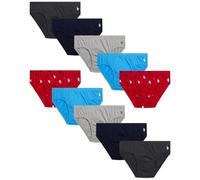 U.S. Polo Assn. Lot de 10 slips confortables en coton pour homme Taille basse Tailles S à XL, Bleu maritime/gris chiné/imprimé rouge/anthracite/bleu azur, Medium