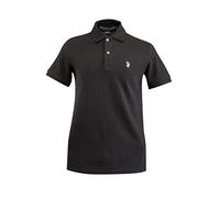 U.S. Polo Assn. Men's Solid Polo with Small Pony, Black/Light Grey, Large