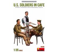 MiniArt 35406 1:35 Fig. Soldats américains au café (3) avec accessoires. - reproduction fidèle, modélisme, kit plastique, bricolage, loisirs créatifs, collage, kit modèle réduit, assemblage, non peint