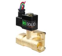 U.S. Solid 12V DC 3/4" G Electrique Électrovanne Laiton Normalement fermé "NC", Air Eau Huile, VITON, Type de pilote