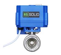 U.S. Solid 3/4" Vanne Motorisée Acier Inoxydable avec Fonction Manuelle, Vanne a sphere 2 voies motorisée electrique, 9-24V AC/DC, 2 fils, retour automatique NC