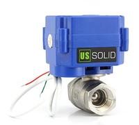 U.S. Solid 3/4" Vanne motorisée acier inoxydable Vanne a sphere 2 voies motorisée electrique, 9-24V AC/DC, 2 fils, retour automatique NC, Port standard