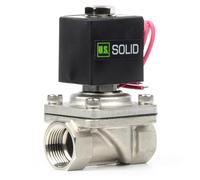 U.S. Solid Électrovanne acier inoxydable 3/4" - 12 V DC, normalement fermée, joint VITON, sortie de fils volants, filetage G