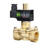 U.S. Solid Électrovanne électrique 1" 12 V CC, laiton, normalement ouverte, filetage G, VITON, eau, air, huile
