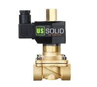 U.S. Solid Électrovanne électrique 3/4" 12 V CC, laiton, normalement ouverte, filetage G, VITON, eau, air, huile