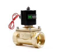 U.S. Solid Électrovanne électrique en laiton 2" - 12V DC, Normalement Fermée, Air, Eau, Carburant, VITON, Filetage G