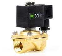 U.S. Solid Électrovanne laiton 1/2" - 12 V DC, normalement fermée, joint VITON, type boîte de jonction, filetage G