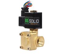 U.S. Solid Électrovanne laiton 12 V DC 1/2" G - Normalement fermée (NC), pour air, eau, huile, joint VITON, fonctionnement pilote