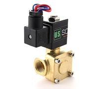 U.S. Solid Électrovanne laiton 220 V AC 1/2" G - Normalement fermée (NC), pour air, eau, huile, joint VITON, fonctionnement pilote
