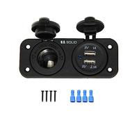 U.S. Solid Prise Chargeur USB 12V LED Voiture Prise Allume Cigare (Double Prise Chargeur avec Prise Allume Cigare)