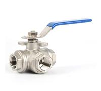 U.S. Solid Robinet à boisseau sphérique 3 voies 1/2" - Vanne à bille manuelle DN15 acier inoxydable 304 filetage G, tampon de montage en T